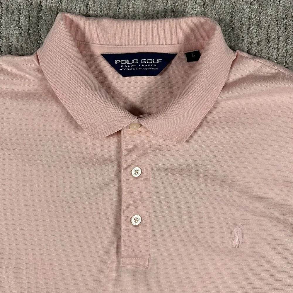 Vintage Polo Ralph Lauren Shirt‎ Mens Large Golf Pink Pima Cotton Pony Collar